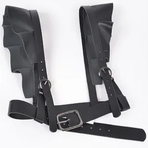 Host Pick?Sexy Black Leather Ruffle Harness Statement Belt Accessories | Sexy Black Leather Ruffle Harness Suspenders  main image 2